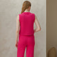Top smanicato in misto cashmere con scollo a V