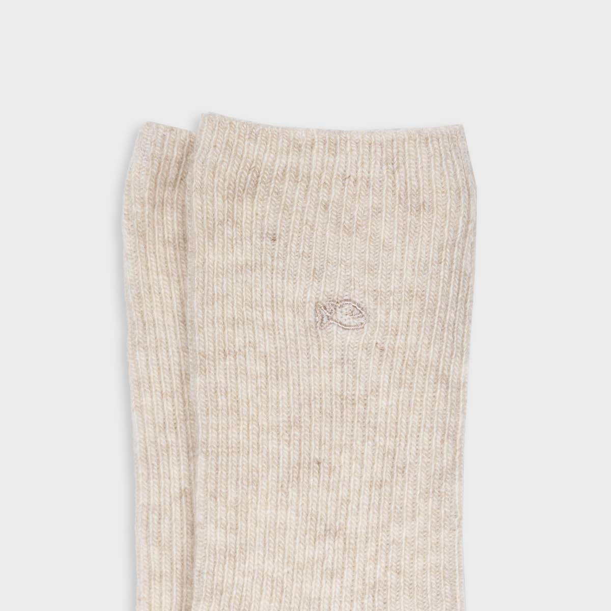 Calze beige in lana e angora