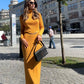 Top a collo alto in maglia a coste Corrente