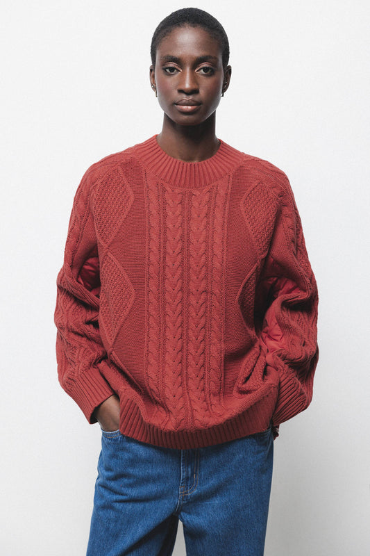 Maglione in Maglia Strutturata con Retro Imbottito