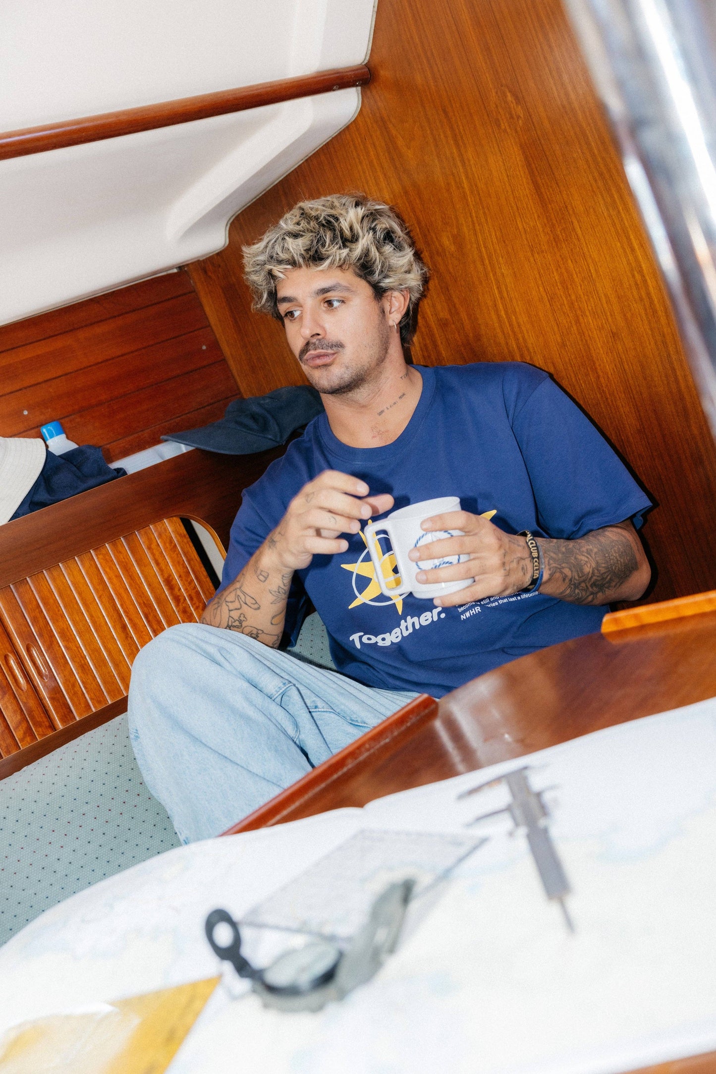 T-shirt Star blu navy in cotone biologico