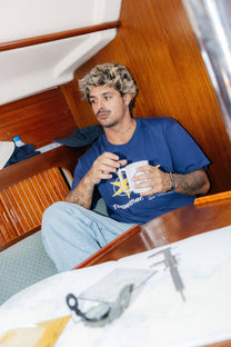 T-shirt Star blu navy in cotone biologico