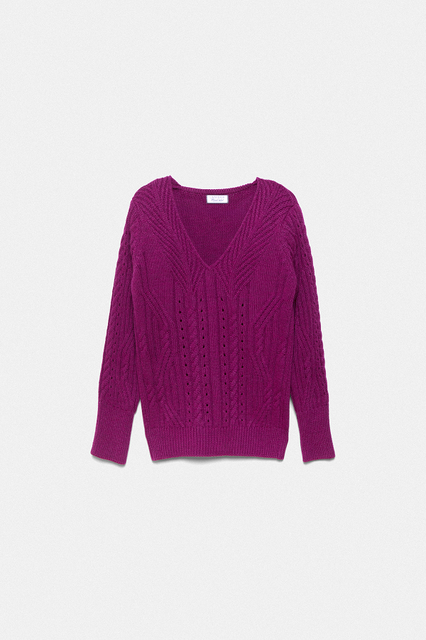 Maglione in maglia strutturata con scollo a V