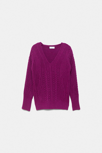 Maglione in maglia strutturata con scollo a V
