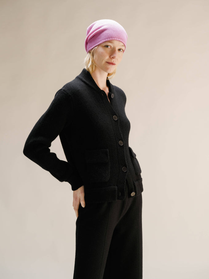 Berretto in misto cashmere a maglia tridimensionale