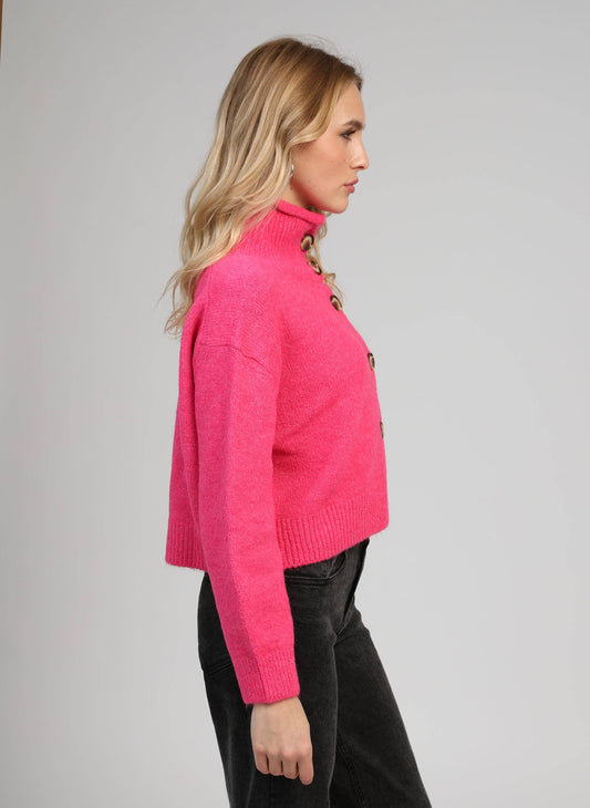 Cardigan corto candy con collo alto
