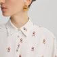 Camicia stampata oversize in misto lino
