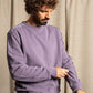 Felpa girocollo viola con maxi stampa sul retro