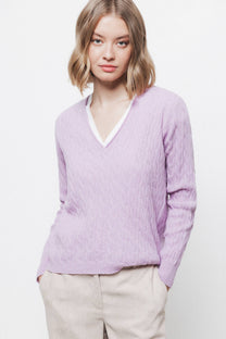 Maglione in maglia strutturata con scollo a V