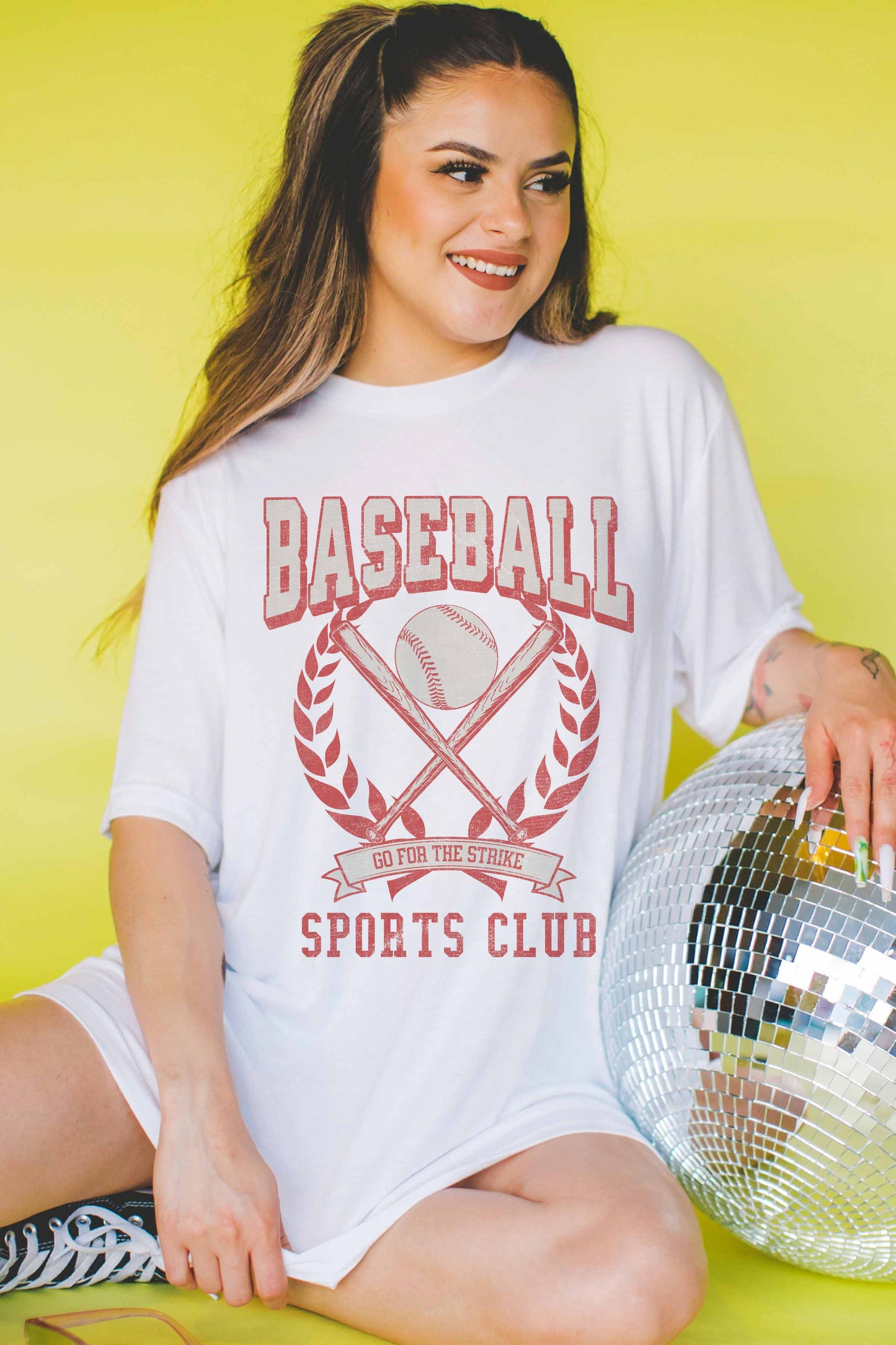 T-shirt grafica Baseball Sports Club taglie curvy