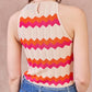 Top in maglia senza maniche a righe zigzag