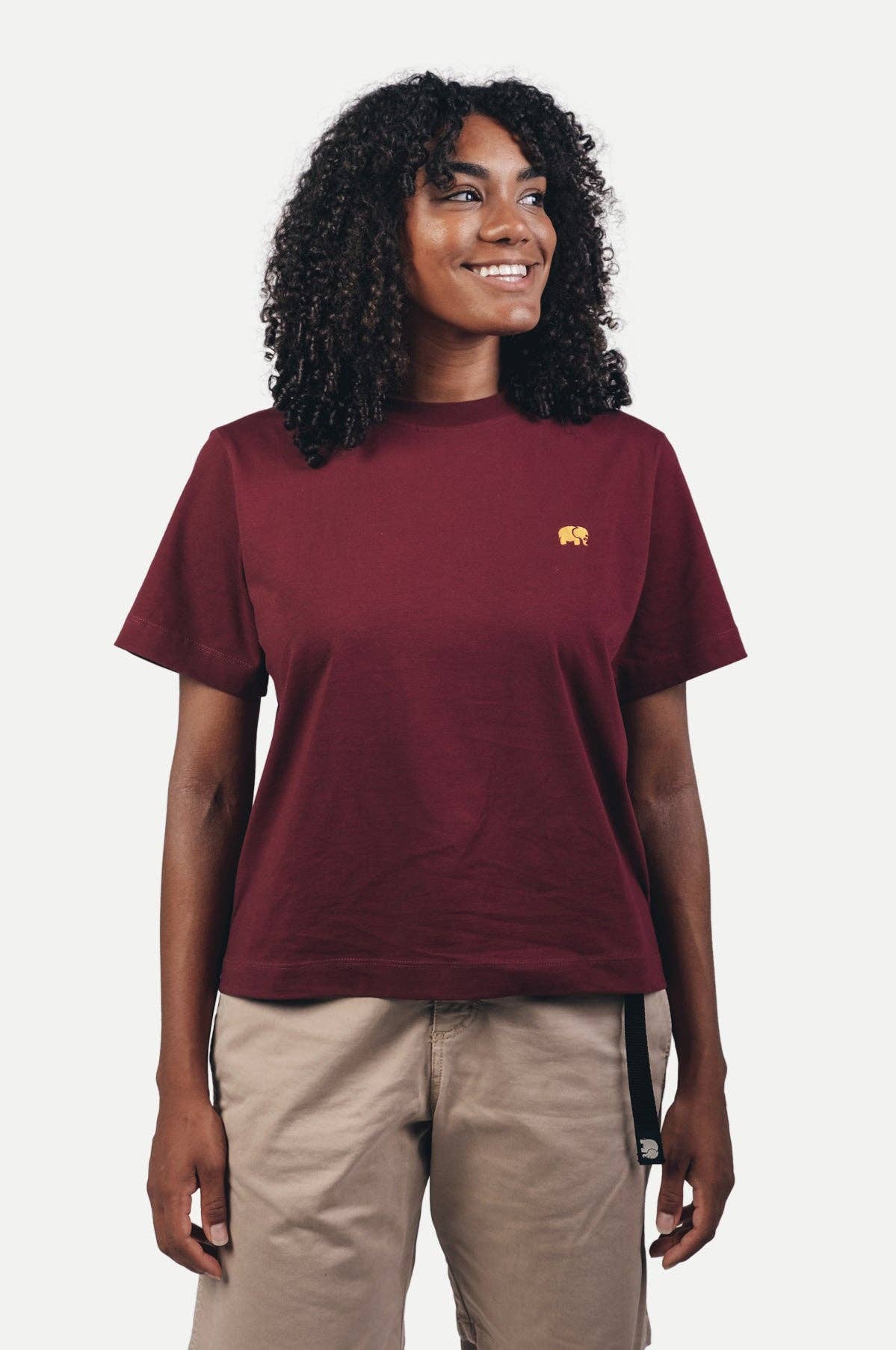 T-shirt donna in cotone biologico Essential Bordeaux