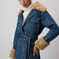 Giacca in denim con bordo in ecopelliccia