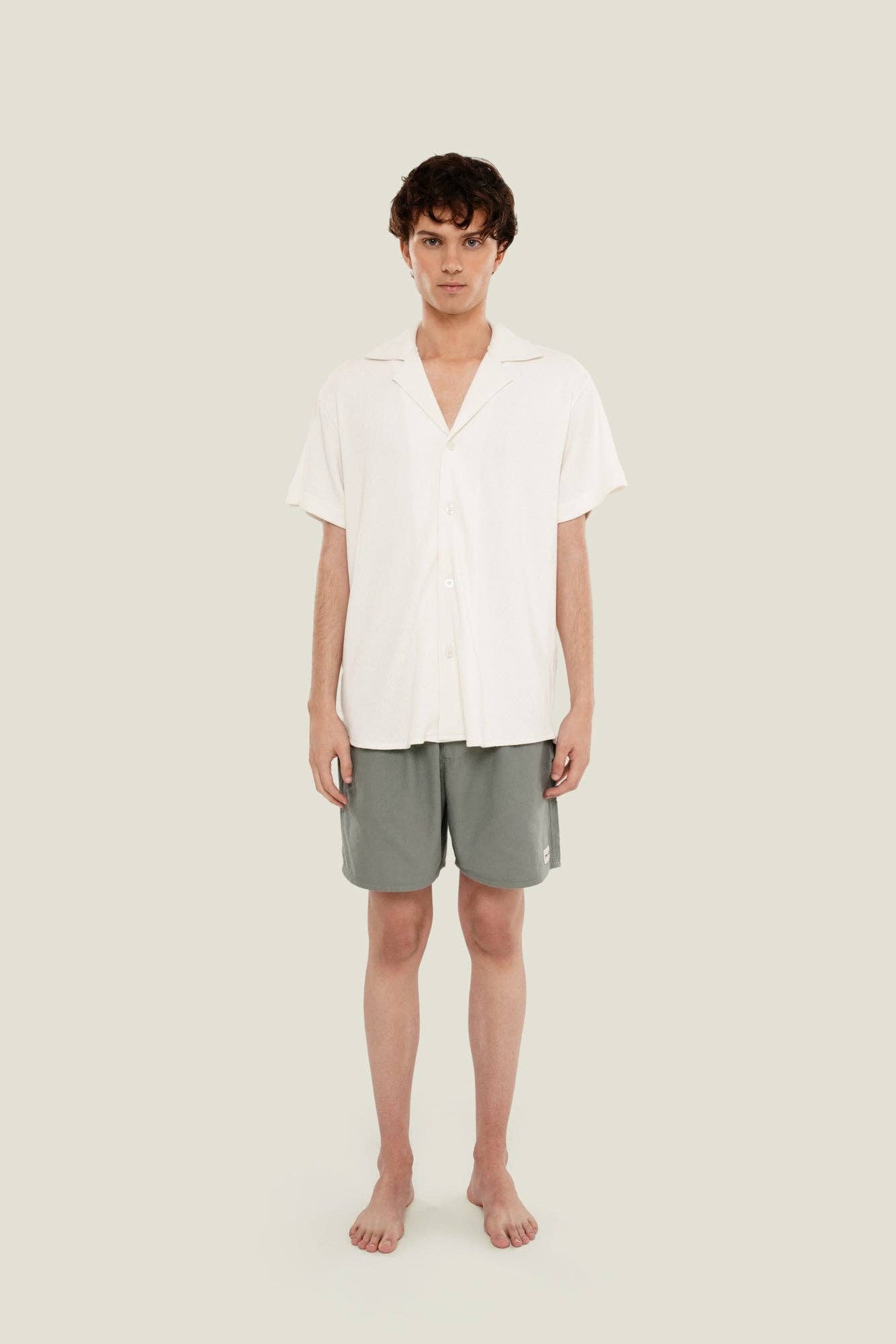 Camicia waffle bianca in cotone