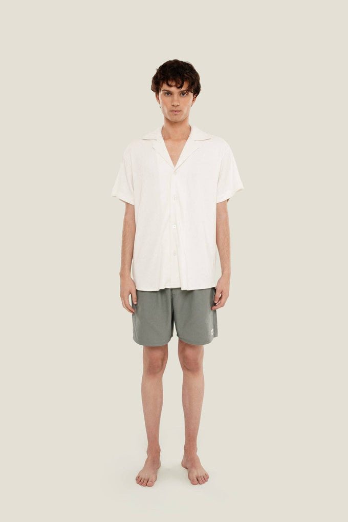 Camicia waffle bianca in cotone