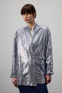 Kimono di paillettes grigio