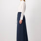 Gonna lunga blu navy con vita elasticizzata e coulisse
