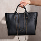 Borsa shopper in ecopelle con manici e catena