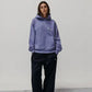 Felpa con cappuccio blu lavato oversize in cotone biologico