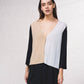 Giacca in maglia color block con scollo a V
