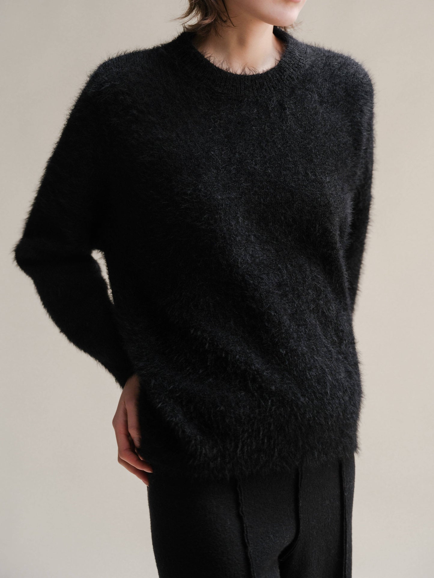 Maglione girocollo in misto baby alpaca