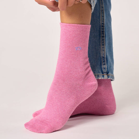 Calzini glitterati in cotone pettinato rosa