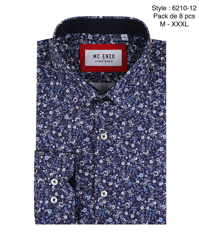Camicia comfort a fantasia Liberty blu navy