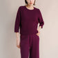 Maglione cropped in misto cashmere con maniche raglan 3/4