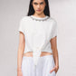 T-shirt crop con fiocco e applicazioni gioiello