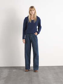 Jeans a gamba larga in denim blu