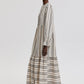 Abito chemisier maxi a righe in cotone con polsini arricciati
