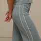 Pantaloni in maglia a gamba ampia con profili a contrasto