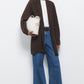 Cardigan lungo in maglia strutturata con collo a scialle