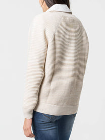 Maglione a costine con scollo a V