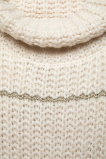 Maglione a righe in maglia con collo arricciato