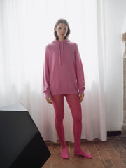 Maxi felpa con cappuccio in puro cashmere unisex (3D knit)