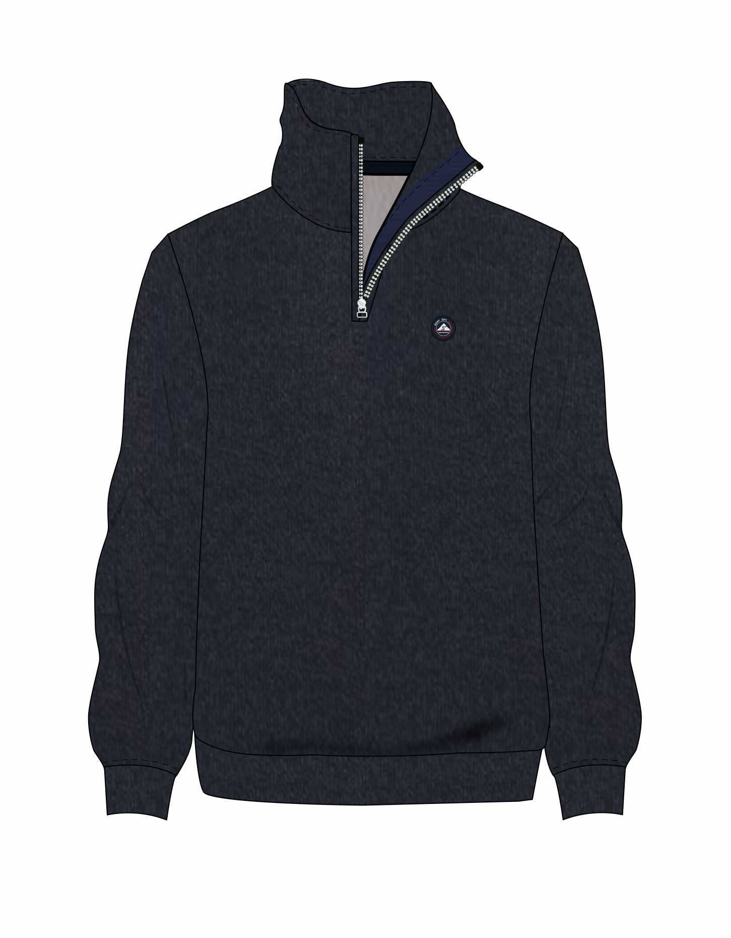 Felpa con mezza zip in misto cotone