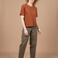 T-shirt squadrata in canapa biologica color Burnt Umber
