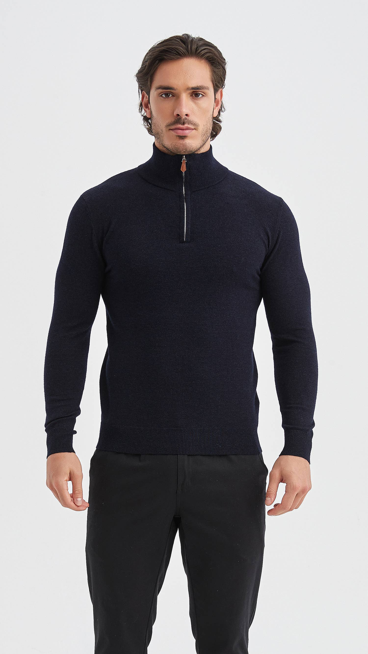 Maglione camionneur effetto cashmere blu navy