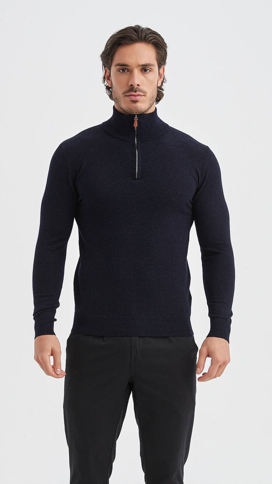 Maglione camionneur effetto cashmere blu navy