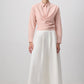 Camicia avvolgente in popeline misto cotone rosa