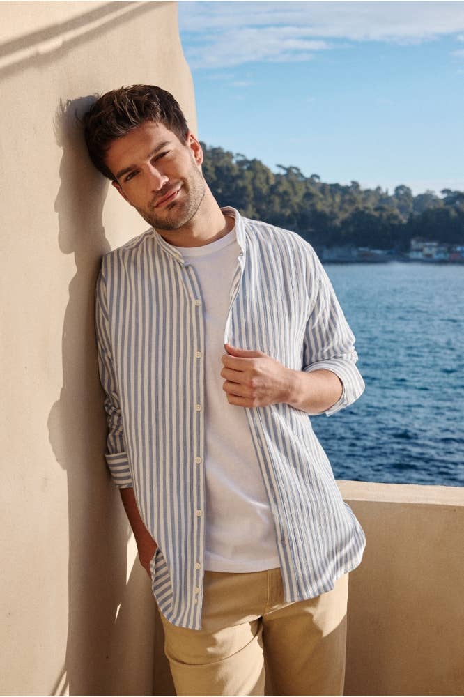 Camicia a righe in garza di cotone Hampton Granier