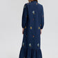 Abito camicia maxi ricamato in misto cotone