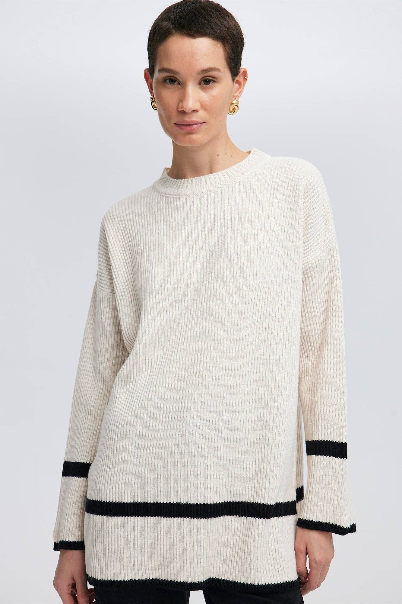 Tunica in maglia a righe bicolor