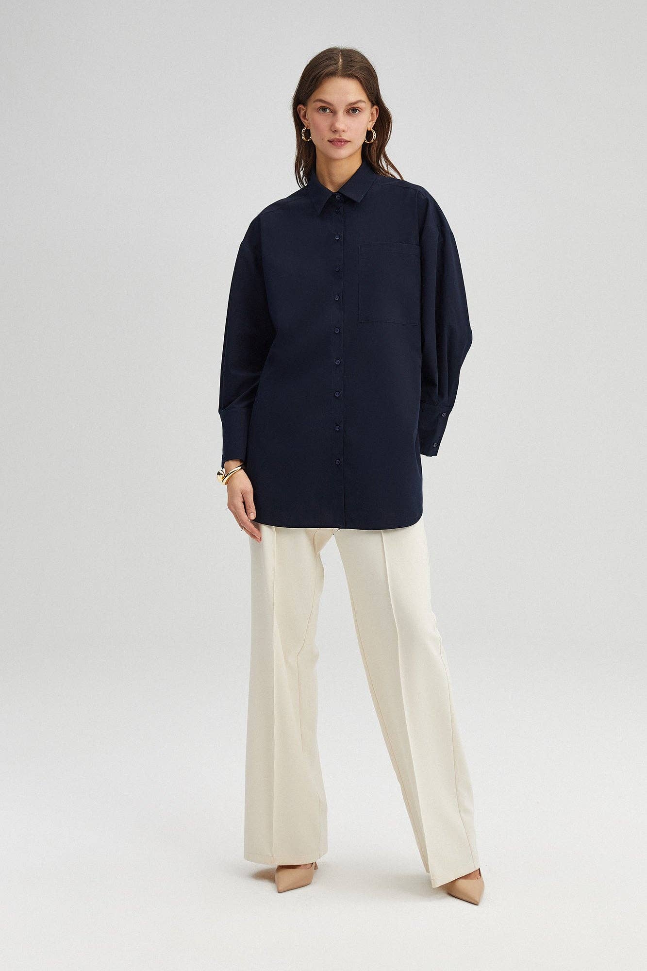 Camicia oversize relax fit in popeline misto cotone
