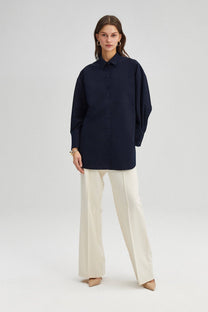 Camicia oversize relax fit in popeline misto cotone