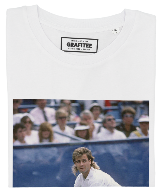 T-shirt Agassi Legend con foto vintage di tennis