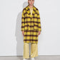 Cappotto lungo a quadri con collo in misto lana