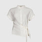 Camicia Kayba bianco sporco con nodo in vita