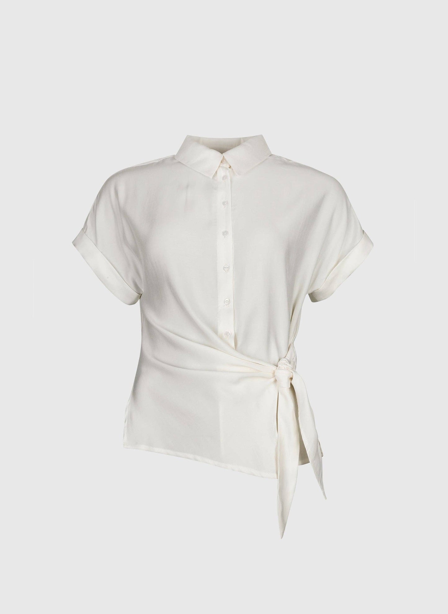 Camicia Kayba bianco sporco con nodo in vita